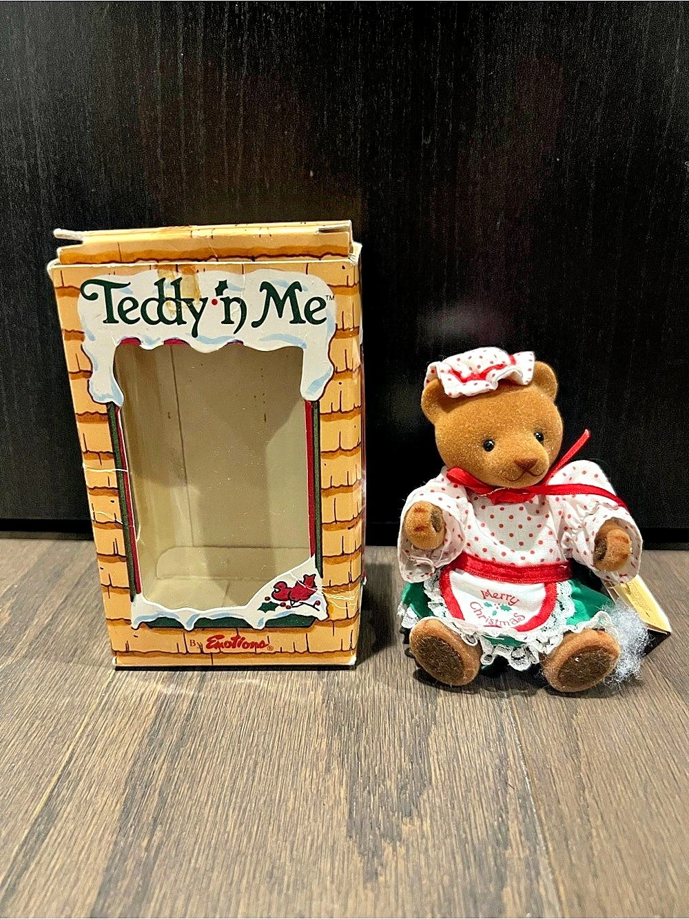 Vintage 1983 Mattel Emotions Teddy n Me Mrs Claus Bear Flocked Figure Sekiguchi